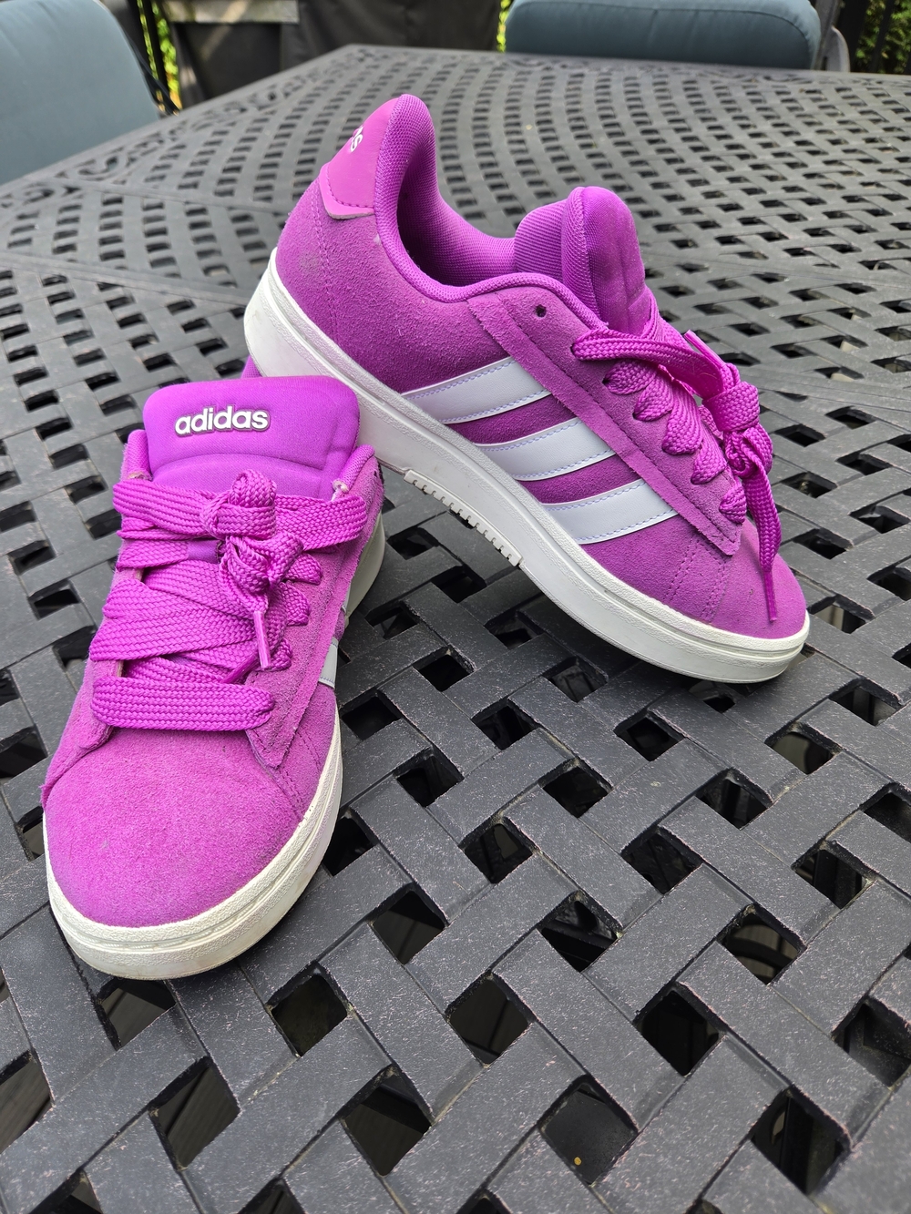 Adidas Raspberry Suede Lace-Up Sneakers